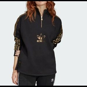 ADIDAS black and gold quarter zip